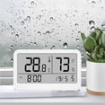 thumbnail image 1 of Digital Alarm Clock Temperature Humidity Monitor LED Display Time Date Desk Clock 3.4 In for Bedroom Office Kitchen Nightstand Table Indoor Comfort Monitor Home Weather Station Alarm Clock, 1 of 6