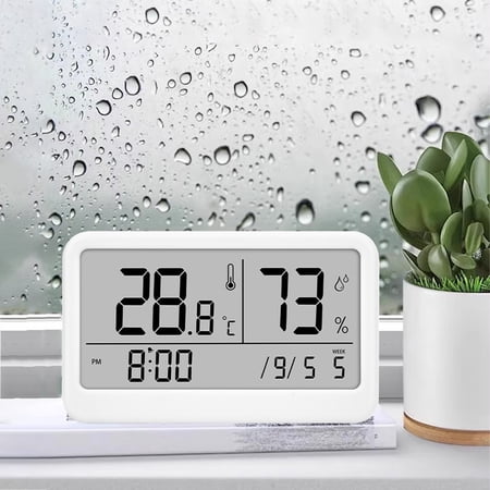 Dyegold Digital Alarm Clock Compact Small with Temperature Humidity Display Battery Operated for Bedroom Office Desk Travel Home