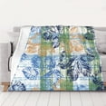 thumbnail image 5 of YFYANG Lightweight Warm Thickened Flannel Blanket, Blue Watercolor Leaf Vein Texture Throw Blanket for Bed, Sofa, Travel, Camping, 60"x50", 5 of 7