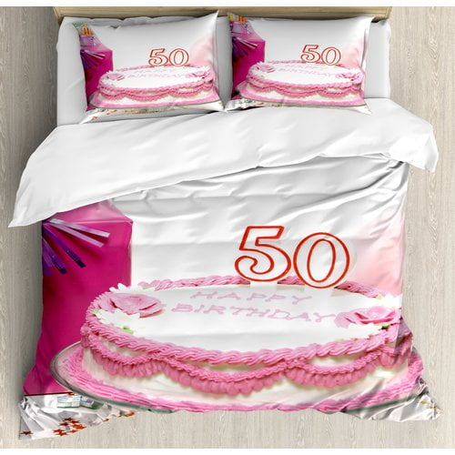 Ambesonne 50th Birthday Decorations Delicious Cake Stars Party Hat