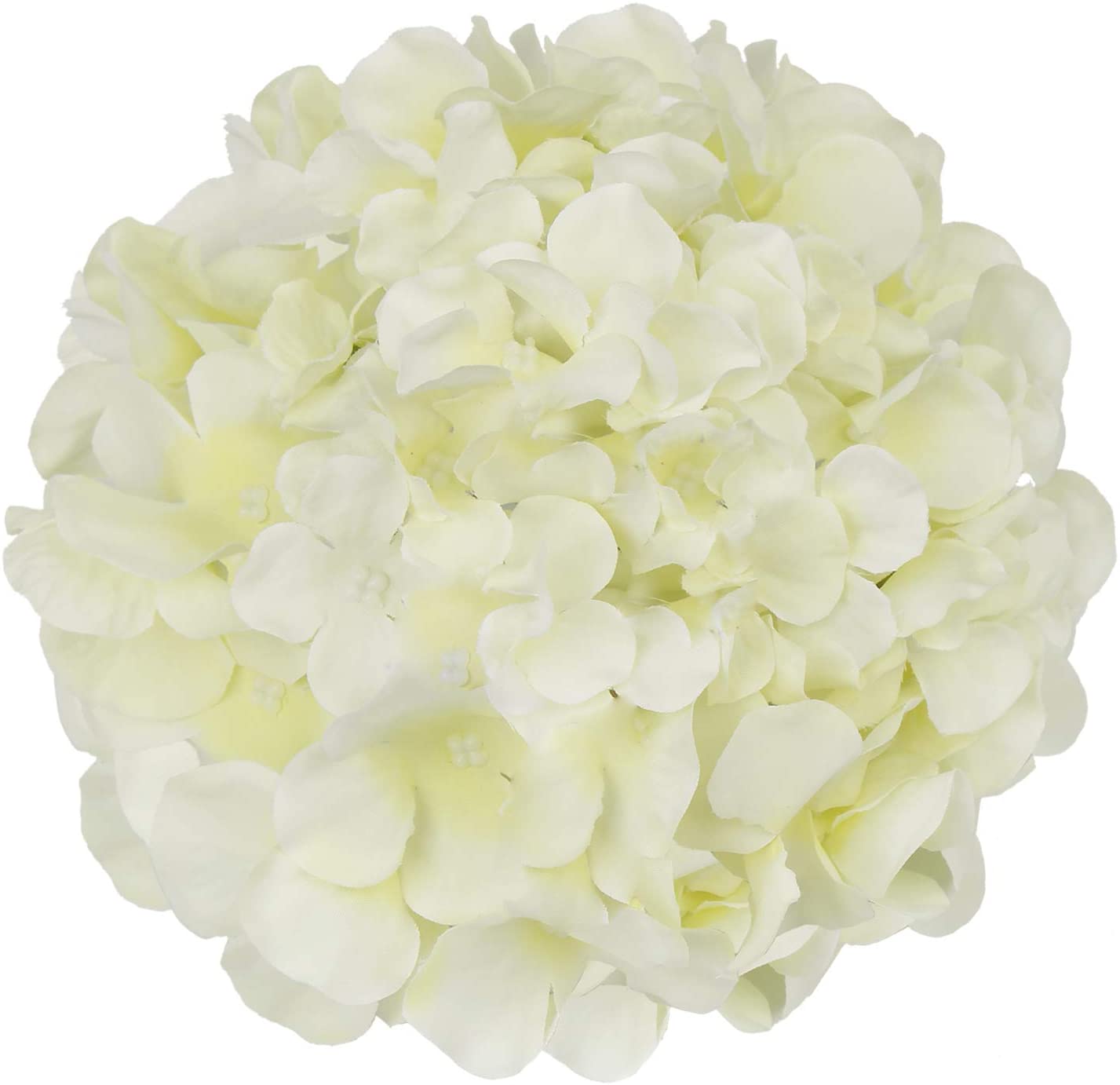 Silk Hydrangea Heads Artificial Flowers Heads with Stems for Home Wedding Decor,Pack of (Ivory)