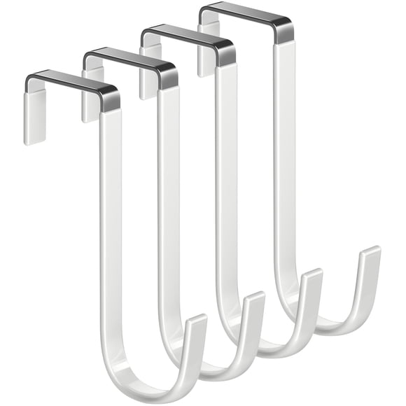 Ganchos para colgar en la puerta Mars-Rock, 4 piezas, 14 cm, acero con recubrimiento blanco