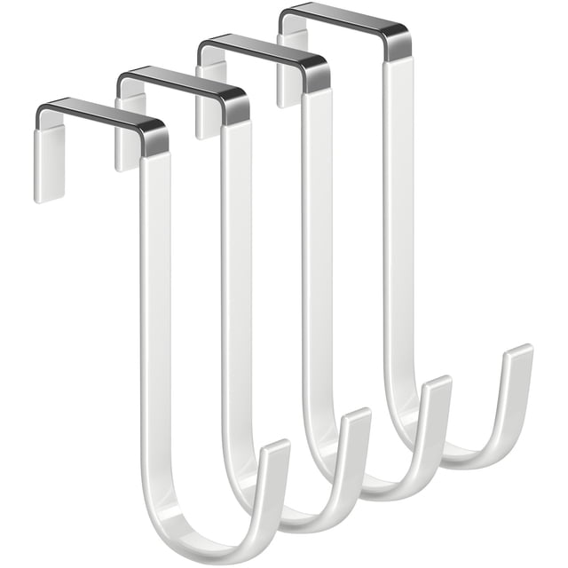 Ganchos para colgar en la puerta Mars-Rock, 4 piezas, 14 cm, acero con recubrimiento blanco