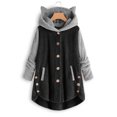 thumbnail image 4 of Women's Plus Size Casual Color Block Plush Sweatshirt Hoodie Loose Blouse Warm Coat Size S, 4 of 5