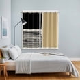 thumbnail image 3 of Beige Kitchen Curtains Window Panels, Modern Abstract Art Farmhouse Striped Insulated Window Treatment Curtain, Grommet Curtains for Bedroom/Living Room/Bathroom, 2 Piece 52"Wx84"L, 3 of 8