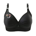 thumbnail image 4 of Women's Wireless Bra Plus Size Breathable Daily Underwear Small Print Bra Black XS-4XL, 4 of 4