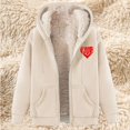 thumbnail image 5 of Full Zipper Sherpa Hoodie Women Thick Fleece Lined Warm Winter Cozy Fashion Graphic Solid Jacket with Pockets, 5 of 6