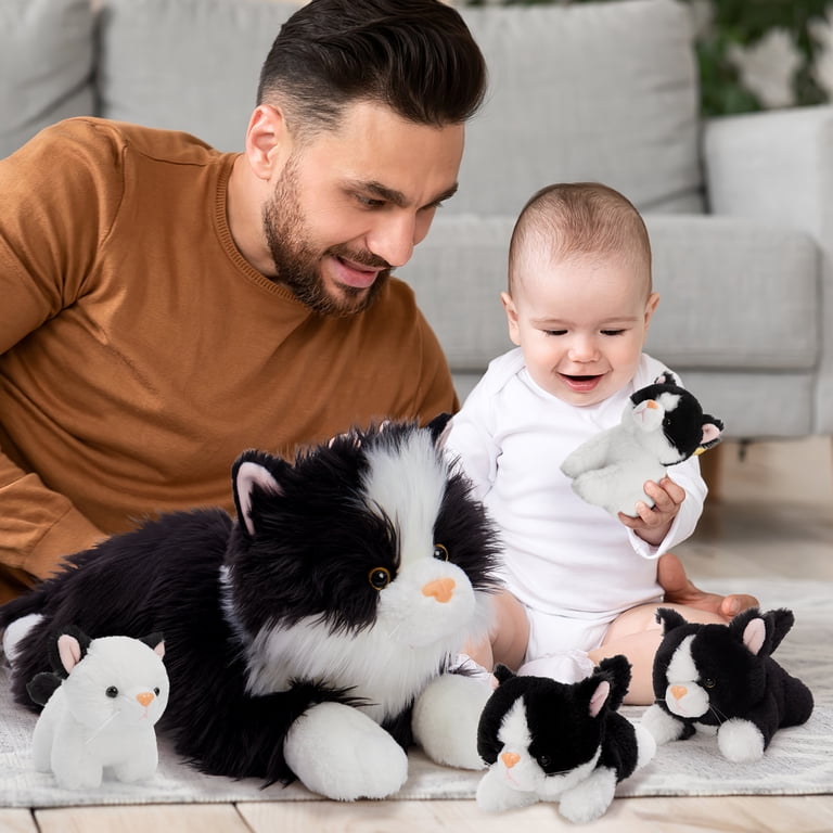 20" Cat Stuffed Animal with 4 Baby Kittens photo 3