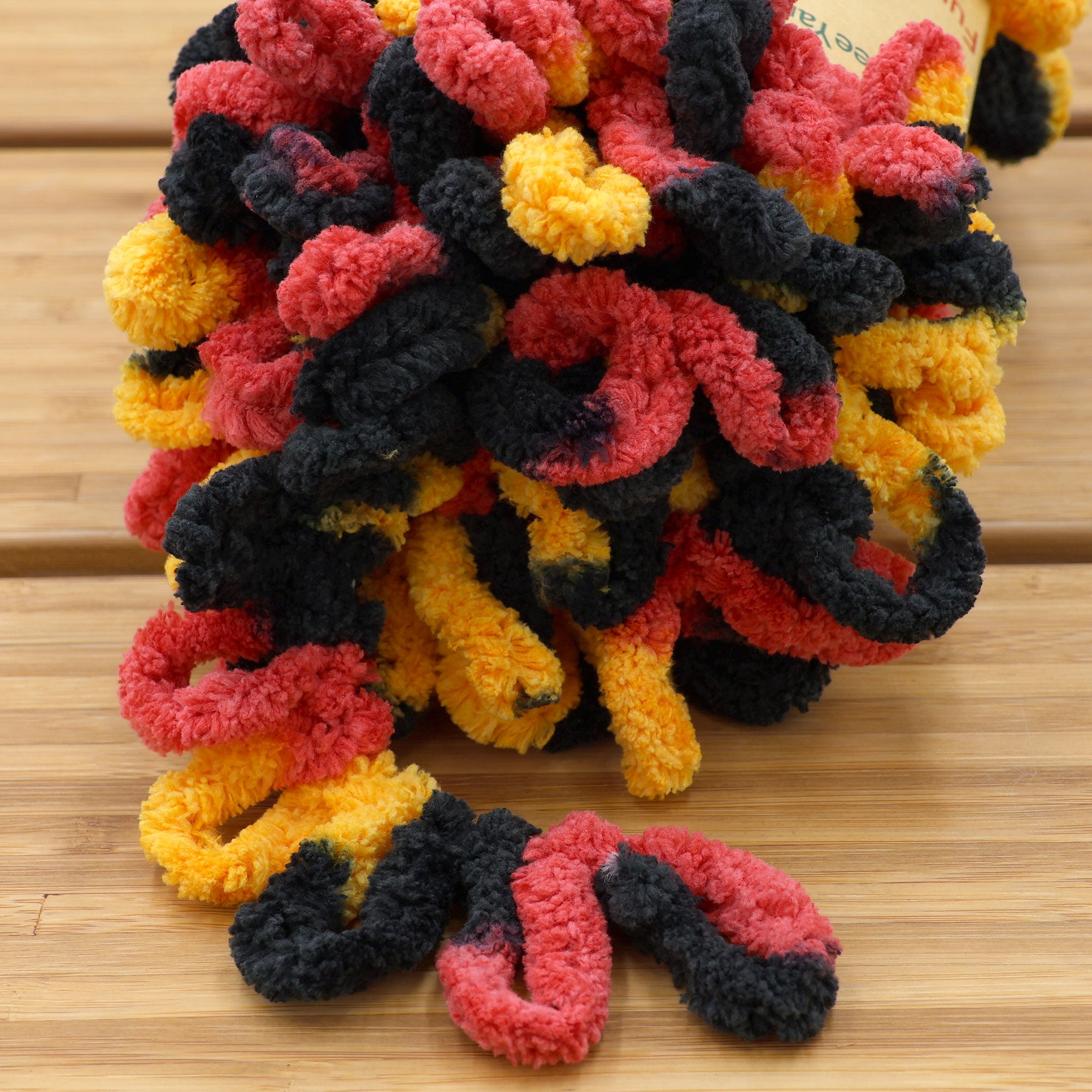 JubileeYarn Fun Finger Loops Yarn - Jumbo Polyester - Team Spirit Colors - 100g/Skein - Red Yellow Black - 3 Skeins