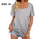 thumbnail image 2 of Dinheiro Camisetas de verano para mujer, estilo casual, cuello cuadrado, manga corta, XL,, 2 of 6