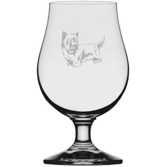 Skye Terrier Dog Themed Etched 13.25oz Iona Beer Glass
