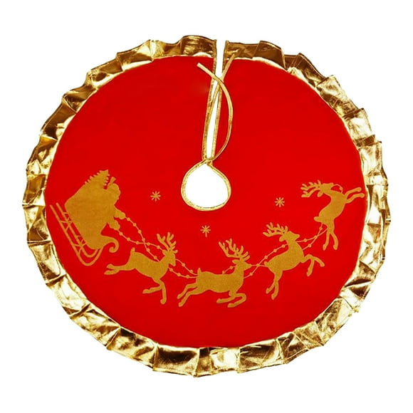 Christmas Tree Skirt Red and Gold Red Christmas Tree Skirt with Golden Ruffle New Year Holiday Decor Red and Gold Christmas Tree Skirt Red and Gold Tree Skirt Christmas Tree Skirt Gold
