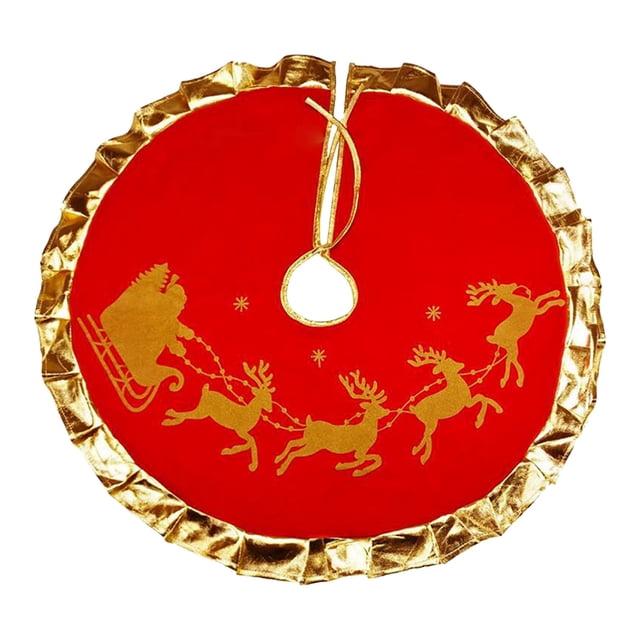 Christmas Tree Skirt Red and Gold Red Christmas Tree Skirt with Golden Ruffle New Year Holiday Decor Red and Gold Christmas Tree Skirt Red and Gold Tree Skirt Christmas Tree Skirt Gold