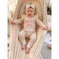 thumbnail image 6 of Loicainy Newborn Infant Girls Fall Outfit 3 6 9 Months Ruffle Long Sleeve Romper Pants and Bow Headband Clothes Set, 6 of 9