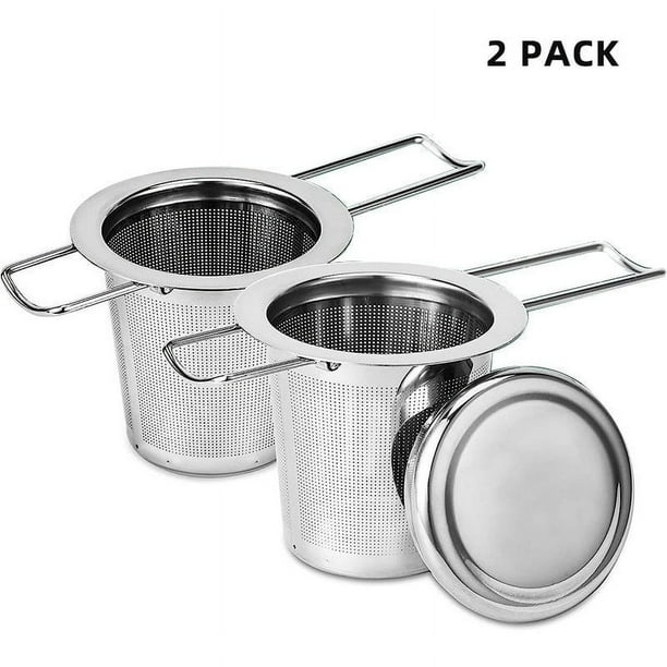 Paquete de 2 coladores de té, cesta de infusión de té de acero inoxidable sentada en tazas, infusores de té Evmliy para té suelto, difusor de té de malla fina