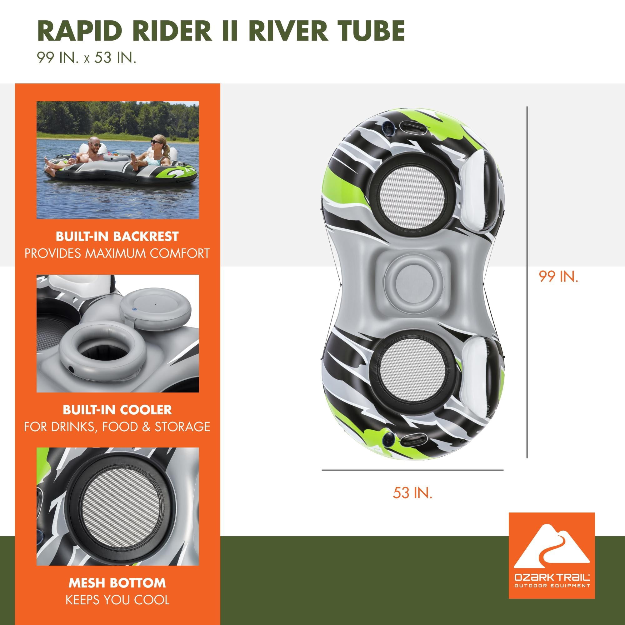 Ozark Trail Adult Unisex Rapid Rider II Double Inflatable River Tube Float, Multicolor