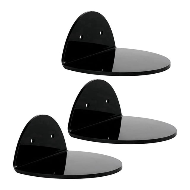 Juego de 3 estantes flotantes de acrílico para pared para cámaras de seguridad, monitores para bebés y altavoces, estante de pared pequeño universal, color negro