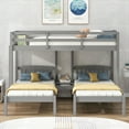 thumbnail image 3 of Churanty Triple Bunk Beds 3 Twin Solid Wood Bunk Beds with Guardrail and Ladder, Twin Over Twin Bunk Bed with Built-in Middle Drawer for Kids Teens Boys Girls, 3 of 11