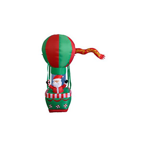 BZB Goods 7 Foot Christmas Inflatable Santa Claus in Hot Air Balloon