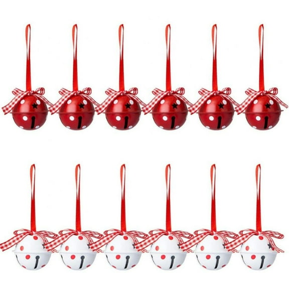 12 Pcs Burgundy Jingle Bells with Bow Christmas Metal Sleigh Bells Rustic Craft Bells for Christmas Tree Wreath Garland Ornaments Holiday DIY Decorations