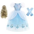 thumbnail image 1 of Disfraz de Cenicienta para niñas, vestido de princesa azul con lentejuelas, disfraz de Carnaval infantil con guantes para fiesta de cumpleaños zhangyuxiang unisex, 1 of 2