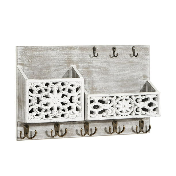 Llavero de pared con 5 ganchos dobles para llaves, colgador decorativo, clasificador de correo, organizador para oficina, sala de estar y vestíbulo.