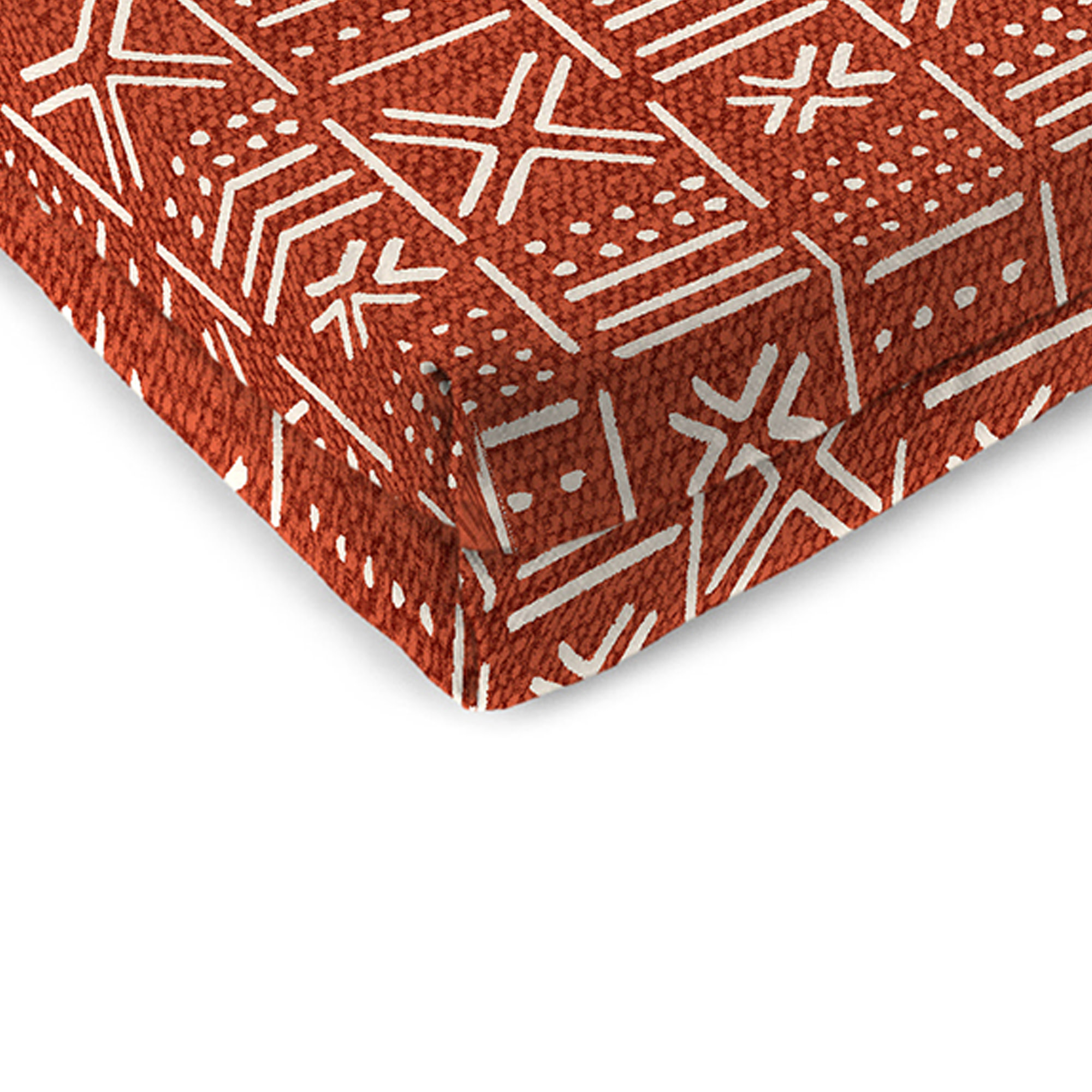 Jordan Manufacturing 17" x 19" Brevard Mesa Rust Geometric Rectangular Outdoor Chair Pad Seat Cushion with Ties (2 Pack)