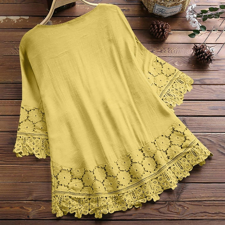 Aoujea Women's Plus Size Tops Short Sleeve Shirts Lace