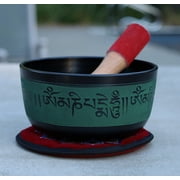 DharmaObjects Large 6 Inches Yoga Meditation Buddha OM Mani Singing Bowl Cushion Mallet Gift Set