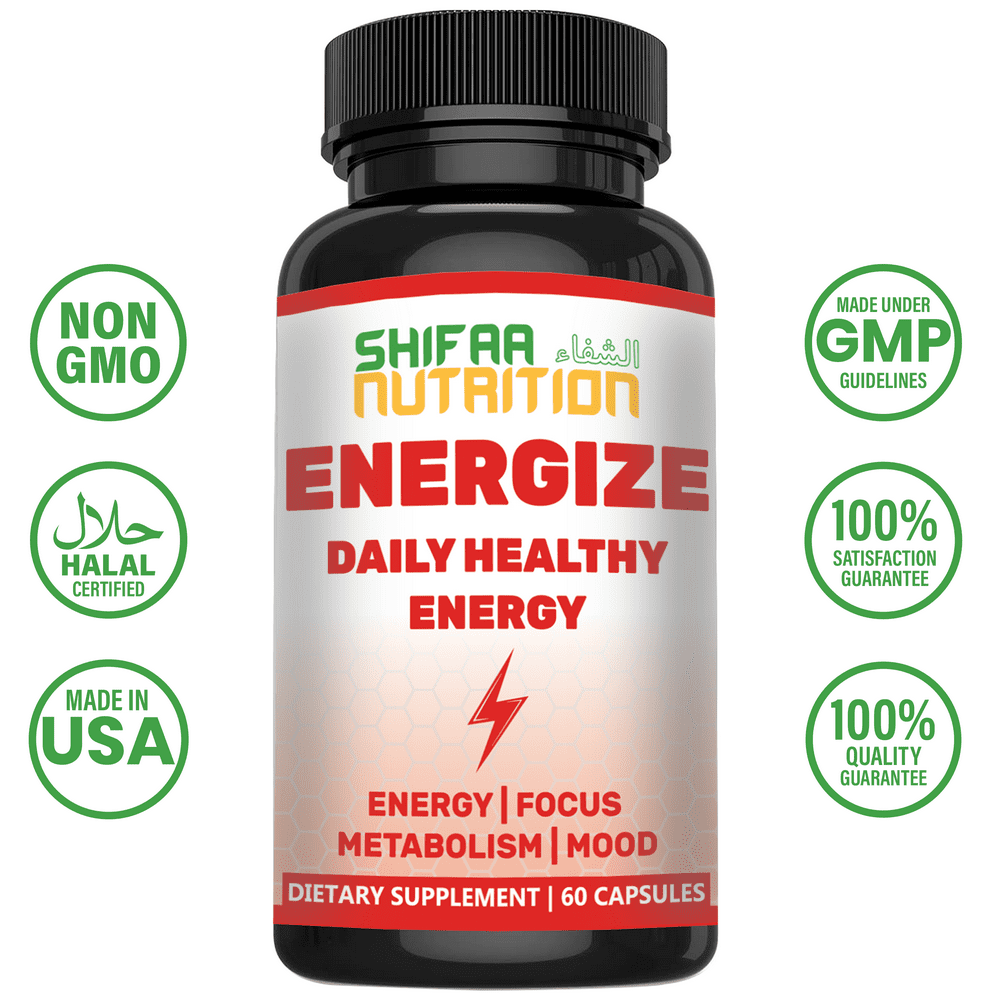 ENERGIZE Best Daily Energy Pills for Women & Men By SHIFAA NUTRITION