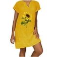 thumbnail image 1 of Robes d'Été Décontractées pour Femmes 2023 Manches Courtes Col en V Robe en Lin Ample Tunique Confortable T-Shirts Robe Droite, 1 of 5