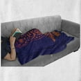 thumbnail image 6 of Indie Soft Flannel Fleece Throw Blanket, Ornamental Hand Drawn Owl in Vintage Style Floral Details Wisdom, Cozy Plush for Indoor and Outdoor Use, 60" x 80", Purple Orange, by Ambesonne, 6 of 6