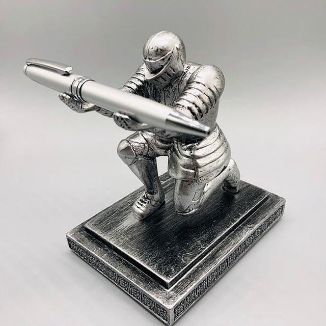 Dvkptbk Resin Deco Ration Knight Character Pen with Pen Desk Office Storage Rack 3ml Home & Garden