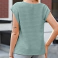 thumbnail image 3 of Cavosen Women's Tops and Blouses Short Sleeve Cap Sleeve Textured Pullover Shirts Tunic V Neck Solid Flowy Tops Holiday Blouse Novelty Dressy T-Shirts Workout Beach Tees Green M, 3 of 4