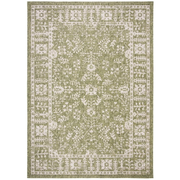 SAFAVIEH Courtyard Jaki Medallion Indoor/Outdoor Area Rug, Green/Beige, 8' x 10'