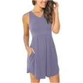 thumbnail image 1 of Timegard Womens Dresses Summer V Neck Sleeveless Ruched Loose Comfy Solid Color Casual Dresses Pockets, 1 of 5