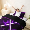 thumbnail image 4 of meiyoeat Neon Twin Bedding for Boys, Sci-Fi Purple Gaming Duvet Cover Set, Black Reversible 2-Piece, 1 Duvet Cover and 1 Pillowcase, 4 of 7