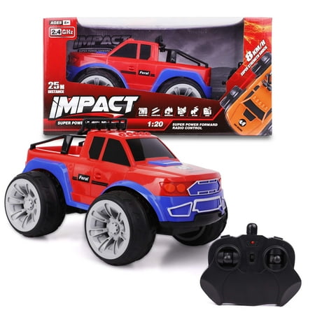 Impact RC Car Remote Control Truck - Steering Remote, Multi-Terrain Wheel Drive - 2.4Ghz 8km/h Off Road RC Trucks - Electric Toy Pickup Truck for All Adults & Kids Ages 6+