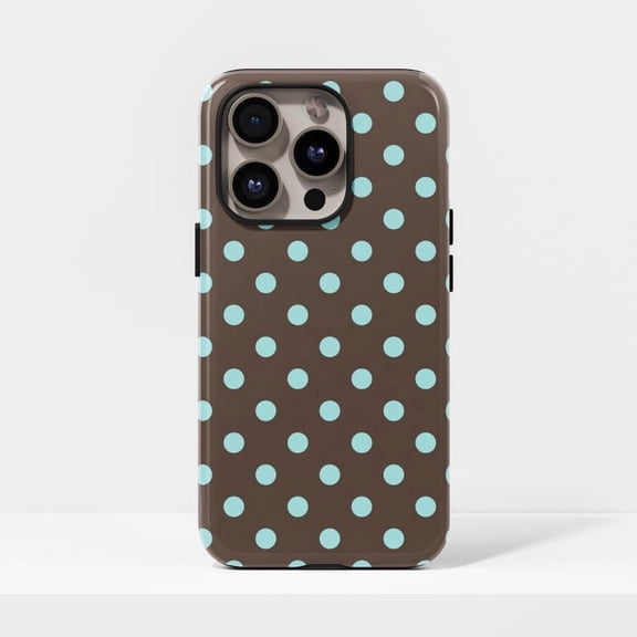 Blue Brown Polka Dot Cute Pattern Design Phone Case for iPhone 11 12 13 14 15 16 17 Pro Max