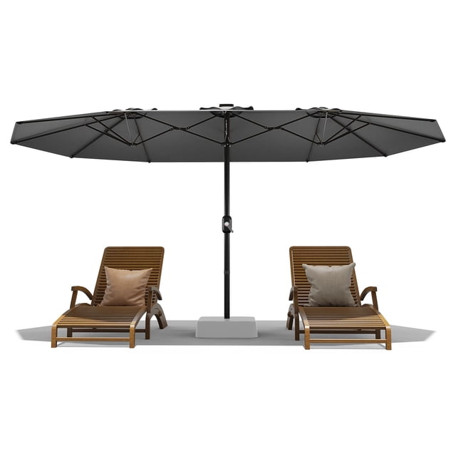 Patio Umbrella Market Umbrella 13ft Grey - Double-Sided Rectangular, Heavy Duty Waterproof/Windproof, UV & Fade Resistant, Powder-Coated Steel Frame for Poolside, Backyard, Commercial Use (1-Pack)
