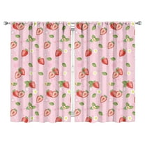 Nursery Curtains Boys Girls Kids Red Strawberry Fruits Print Pattern Window Drapes for Living Bedroom Playroom Room Decor Rod Pocket 52x84 Inch 2 Panels