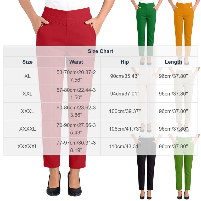 Tsivenald Womens Work Pants Elastic High Waist Zipper Side Pockets