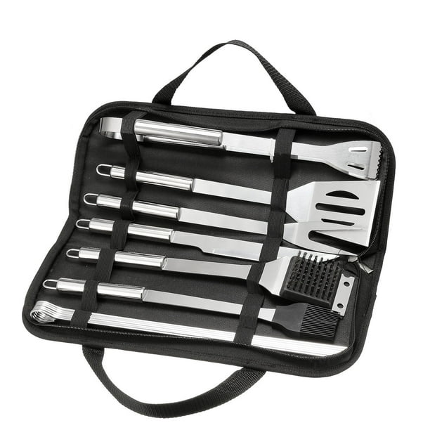 Juego de herramientas para barbacoa, Accesorios para parrillas de barbacoa de acero inoxidable con estuche 12en1