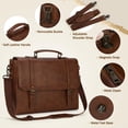 thumbnail image 4 of Bandolera IGOLUMON, de piel vintage, impermeable, 15.6 pulgadas, 4 of 7