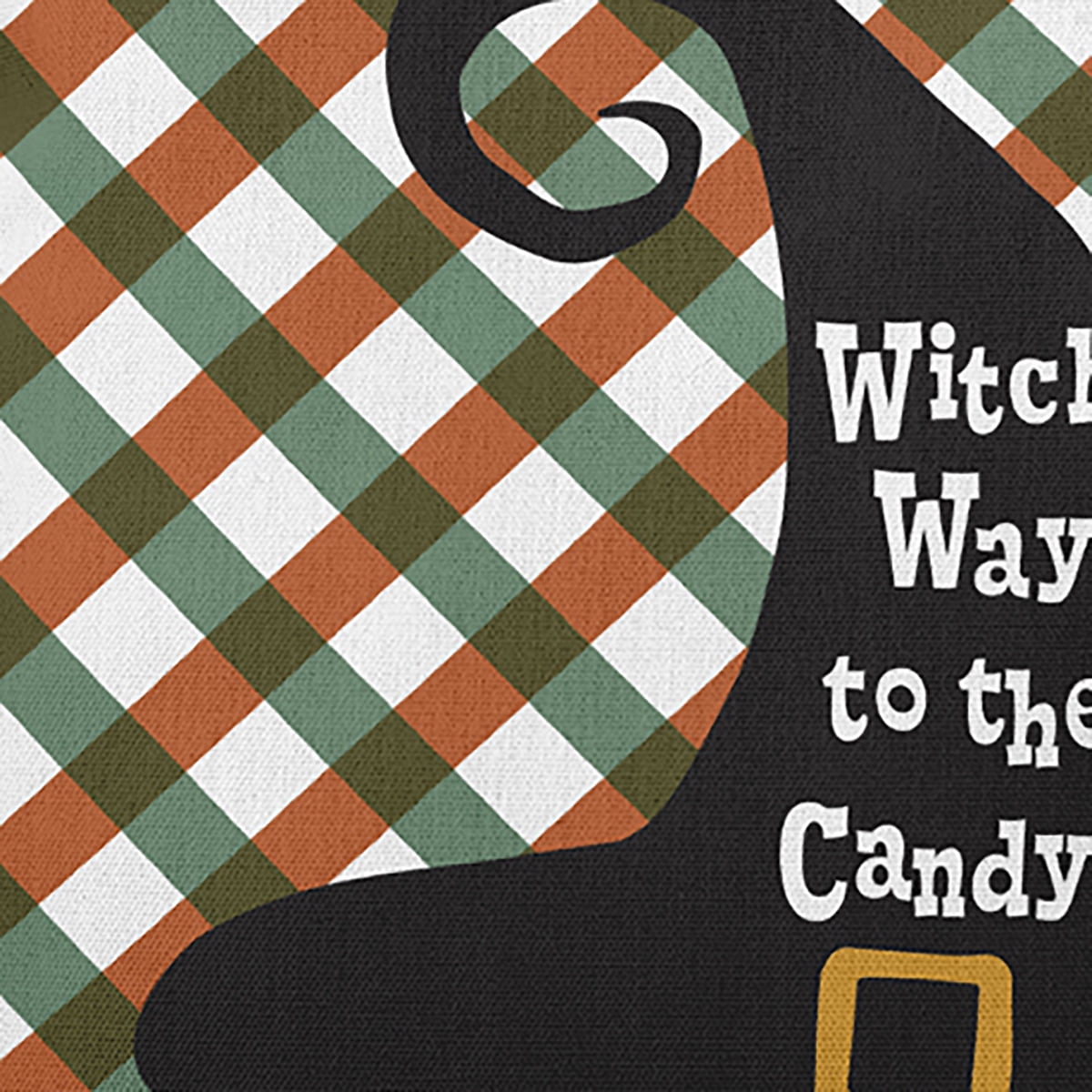 18" x 18" Simply Daisy Halloween Witch Way to the Candy Polyester Indoor/Outdoor Pillow, Nutmeg Qty 1