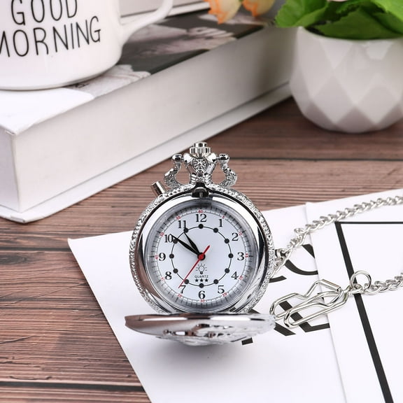 COSMOBETTY Vintage Locomotive Shape Pocket Watch for Men 4.7x2x0.7in Silver Color Alloy Material 1Pack