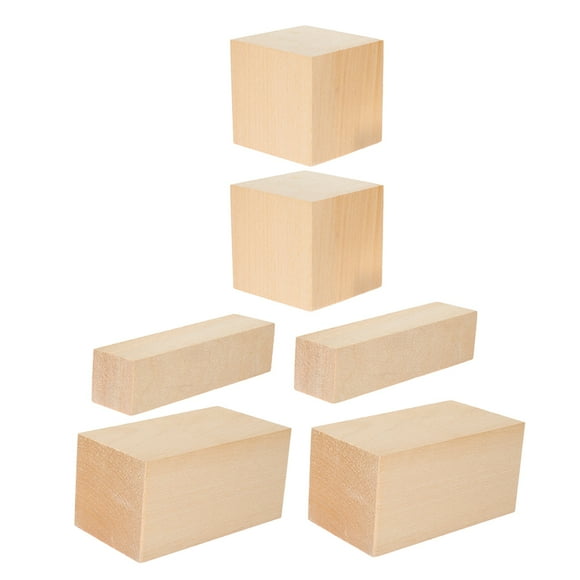 Nestingho 6 Pcs Blocs de Bois de Tilleul Pièces Rectangulaires Non Finies Jaune Clair pour Sculpture
