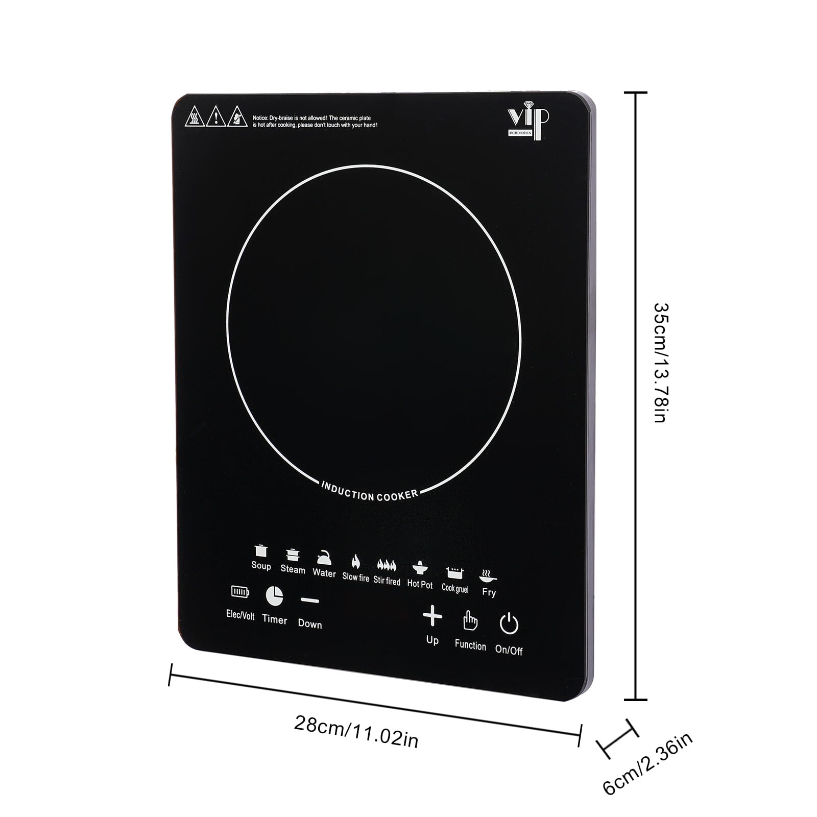 750W Modern Rectangular Portable Kitchen Countertop Induction Cooktop Burner Electric Hot Stove Black 11.02*13.78*2.36in for Dorm Rooms, Home Kitchens, Backyard Cooking
