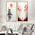 thumbnail image 1 of Designart "Minimal Serenity Moonlit Wanderings" Abstract Landscape Framed Wall Art Set Of 2 - Modern Pink Gallery Wall Frame Set For Home Decor, 1 of 6