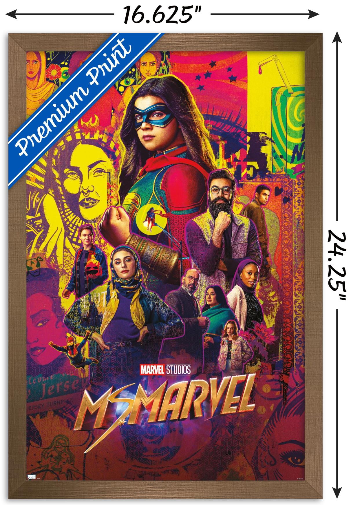 Marvel Ms. Marvel - One Sheet Wall Poster, 14.725" x 22.375" Framed